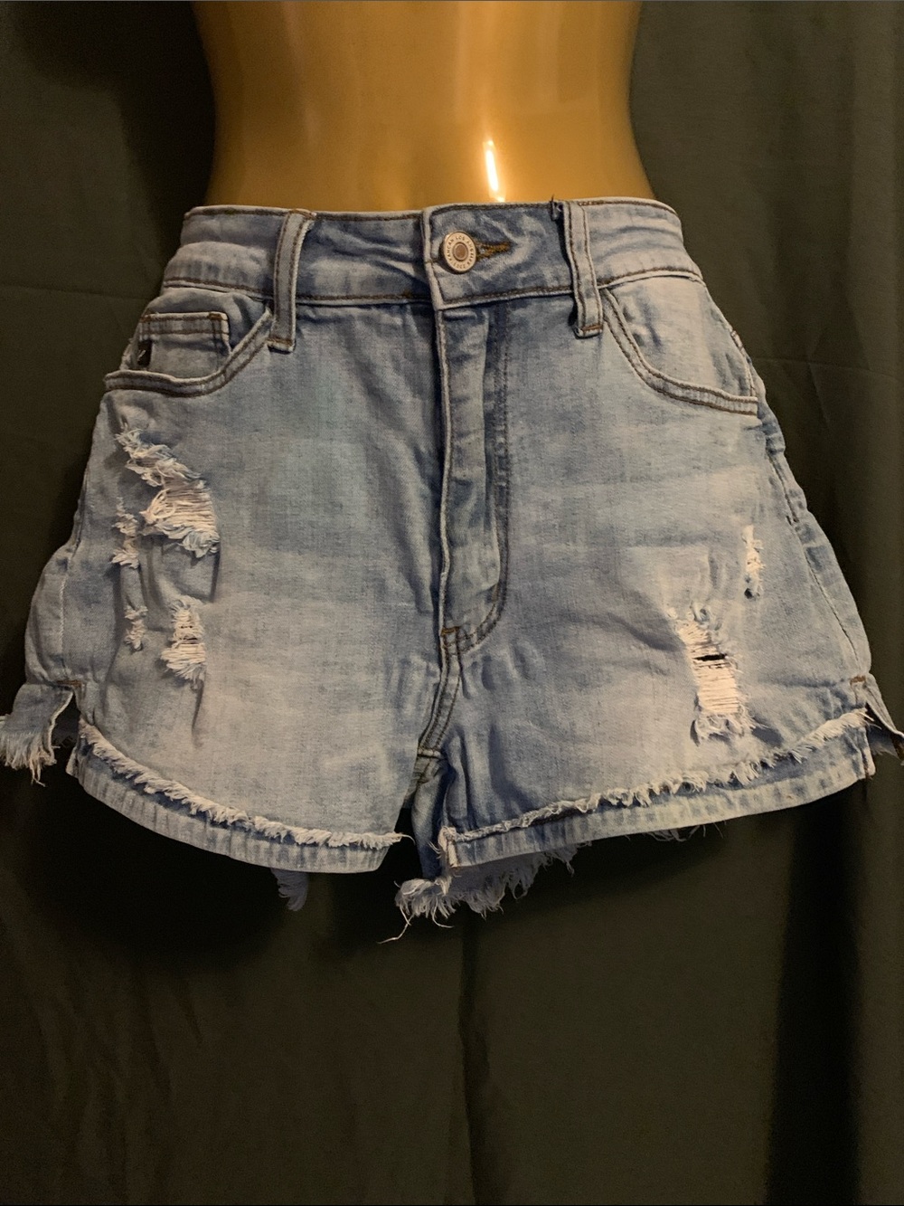 KanCan Light Blue Distressed Denim Shorts